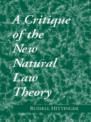 cover image of Critique of the New Natural Law Theory